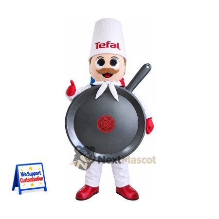 Frying Pan Mascot Costume - Chef Hat and Red Shoes Frying Pan Mascot Costume - Chef Hat and Red Shoes
