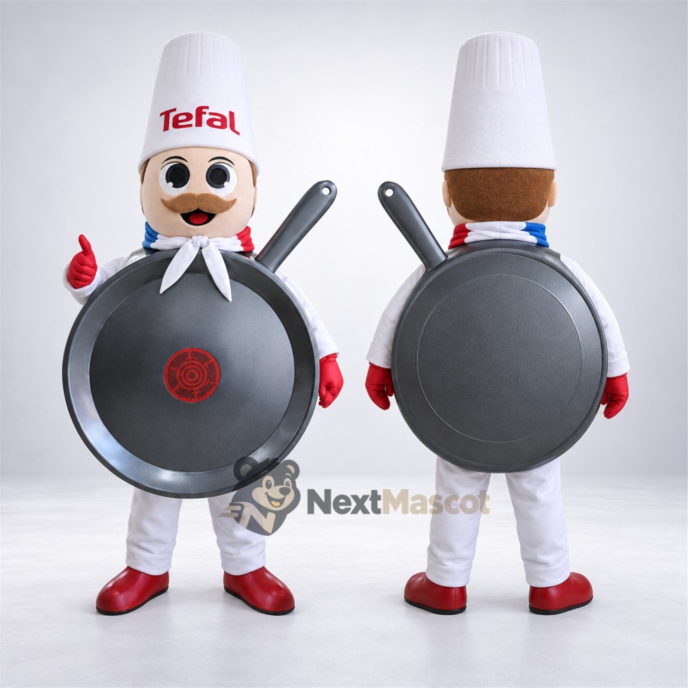 Frying Pan Mascot Costume - Chef Hat and Red Shoes Frying Pan Mascot Costume - Chef Hat and Red Shoes
