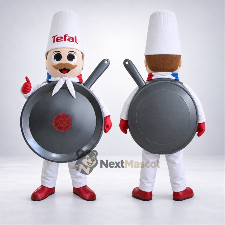 Frying Pan Mascot Costume - Chef Hat and Red Shoes Frying Pan Mascot Costume - Chef Hat and Red Shoes
