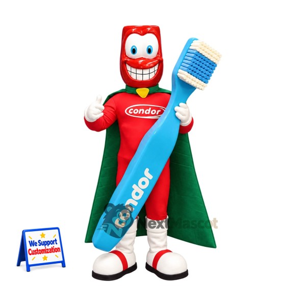 Toothbrush Mascot Costume - Superhero Style