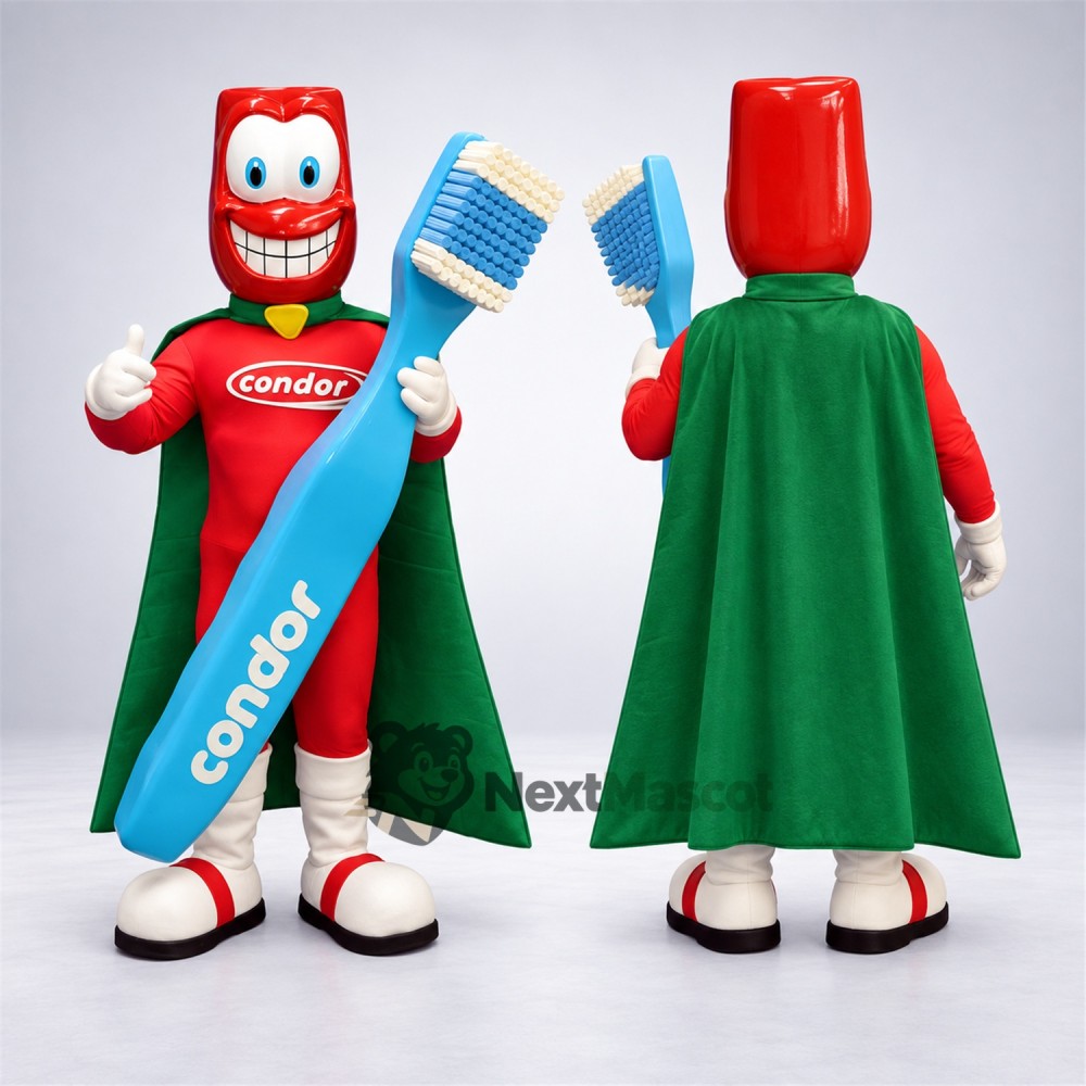 Toothbrush Mascot Costume - Superhero Style Toothbrush Mascot Costume - Superhero Style