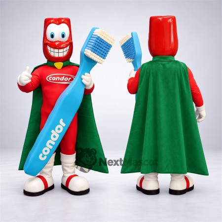 Toothbrush Mascot Costume - Superhero Style Toothbrush Mascot Costume - Superhero Style