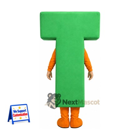 Letter T Mascot Costume - Green Letter T Mascot Costume - Green