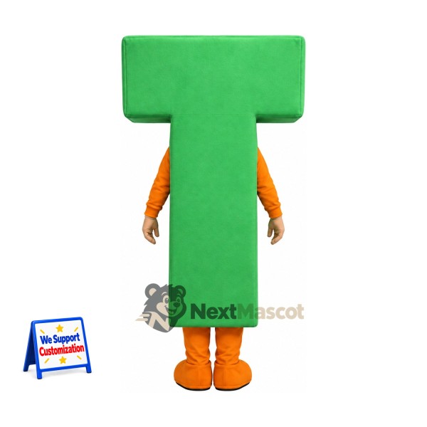 Letter T Mascot Costume - Green Letter T Mascot Costume - Green