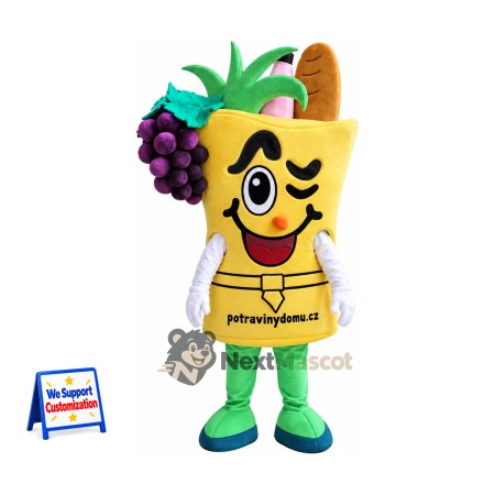 Grocery Bag Mascot Costume Grocery Bag Mascot Costume