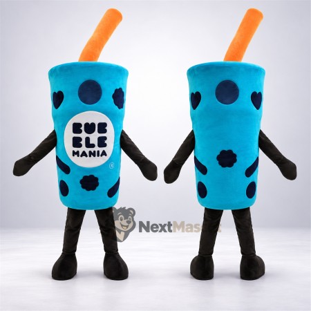 Bubble Tea Mascot Costume - Blue, Orange Straw Bubble Tea Mascot Costume - Blue, Orange Straw