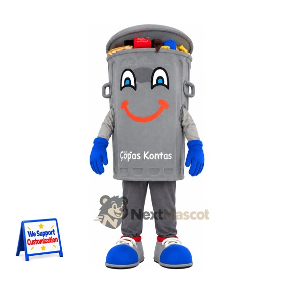 Bin Mascot Costume - Gray for Parades