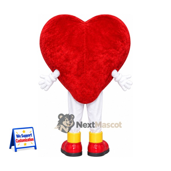 Heart Mascot Costume - Red, White Pants