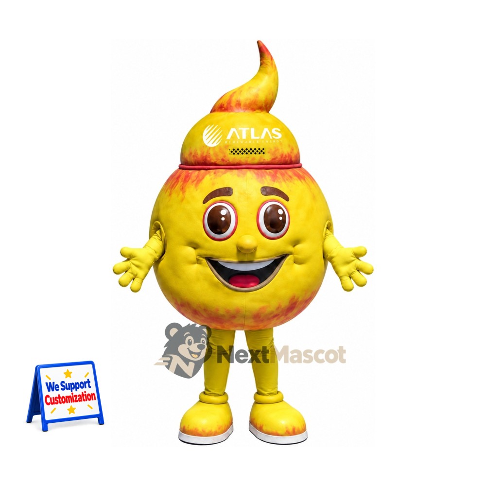 Flame Character Mascot Costume - Yellow Flame Character Mascot Costume - Yellow