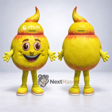 Flame Character Mascot Costume - Yellow Flame Character Mascot Costume - Yellow