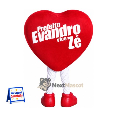Heart Mascot Costume - Red, White Gloves and Red Shoes Heart Mascot Costume - Red, White Gloves and Red Shoes