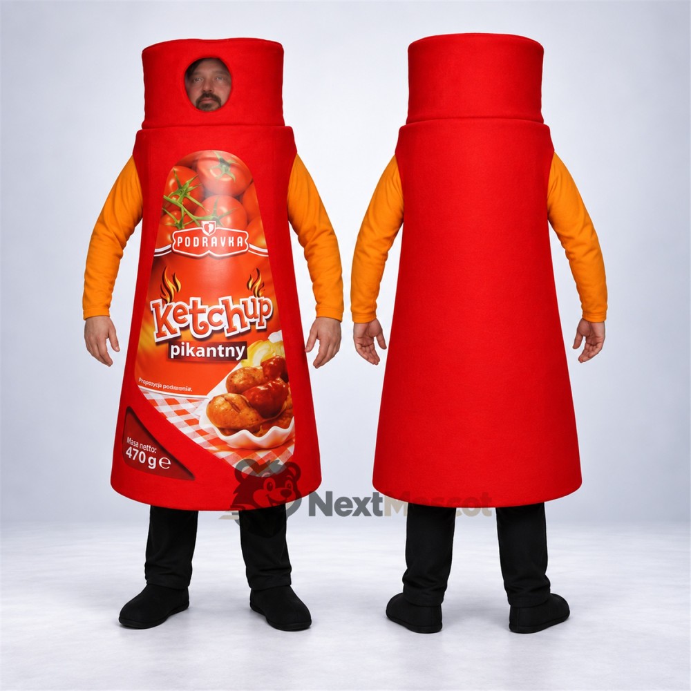 Ketchup Bottle Mascot Costume Ketchup Bottle Mascot Costume