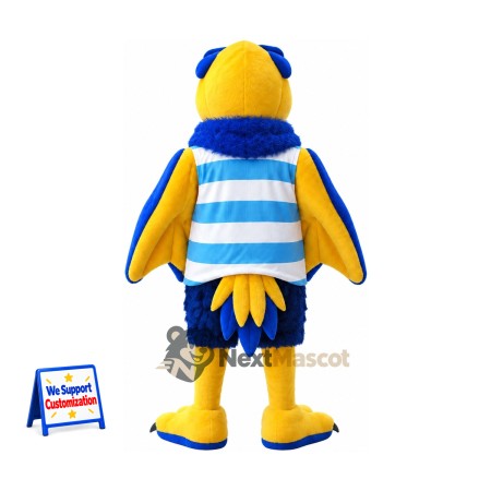 Parrot Mascot Costume - Blue and Yellow, Striped Shirt Parrot Mascot Costume - Blue and Yellow, Striped Shirt