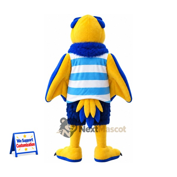 Parrot Mascot Costume - Blue and Yellow, Striped Shirt Parrot Mascot Costume - Blue and Yellow, Striped Shirt