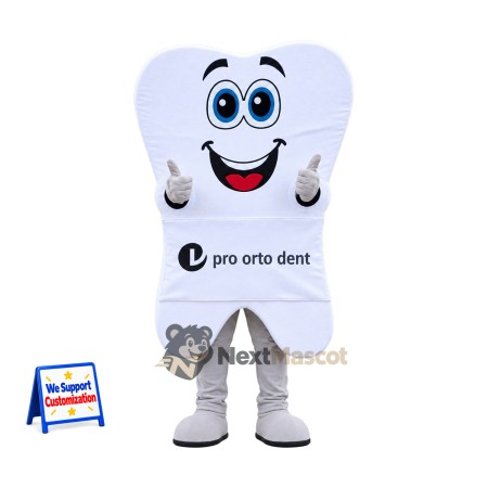 Tooth Mascot Costume - Blue Eyes and Big Smile Tooth Mascot Costume - Blue Eyes and Big Smile