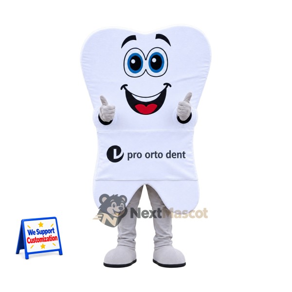 Tooth Mascot Costume - Blue Eyes and Big Smile