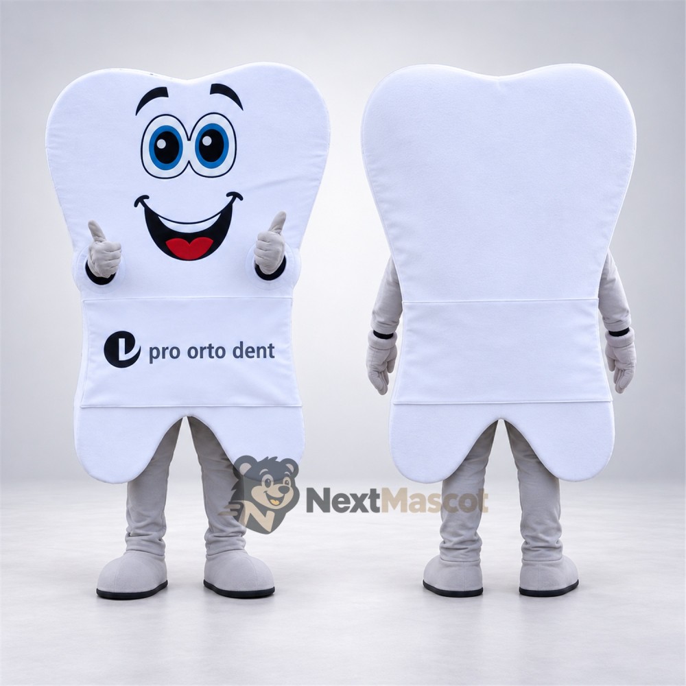 Tooth Mascot Costume - Blue Eyes and Big Smile Tooth Mascot Costume - Blue Eyes and Big Smile