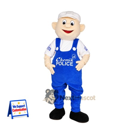 Man Mascot Costume - Blue Overalls for School Events Man Mascot Costume - Blue Overalls for School Events