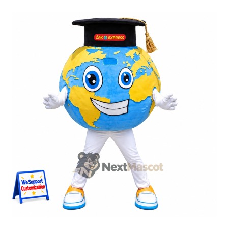 Globe Mascot Costume - Graduation Style Globe Mascot Costume - Graduation Style