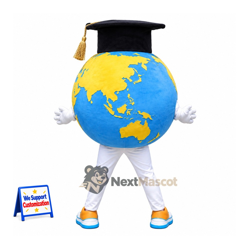 Globe Mascot Costume - Graduation Style Globe Mascot Costume - Graduation Style