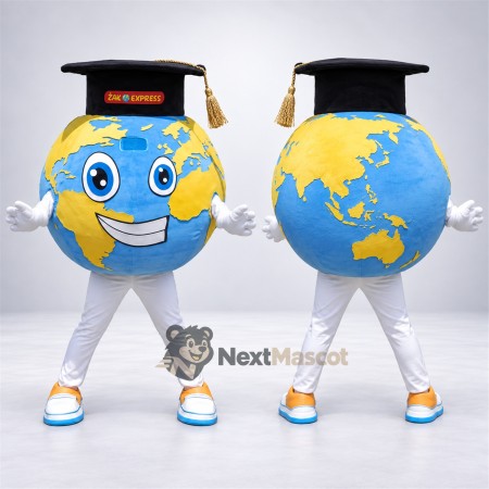 Globe Mascot Costume - Graduation Style Globe Mascot Costume - Graduation Style