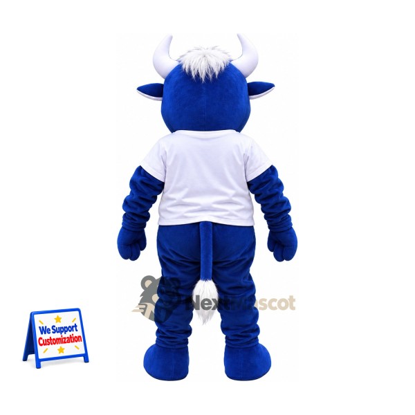 Bull Mascot Costume - Blue, White Shirt Bull Mascot Costume - Blue, White Shirt