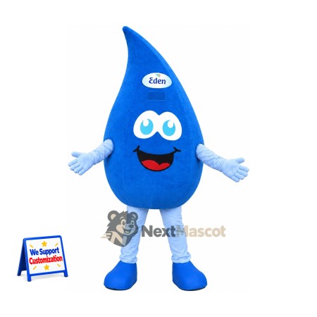 Water Drop Mascot Costume - Blue, White Gloves and Legs for Parades Water Drop Mascot Costume - Blue, White Gloves and Legs for Parades