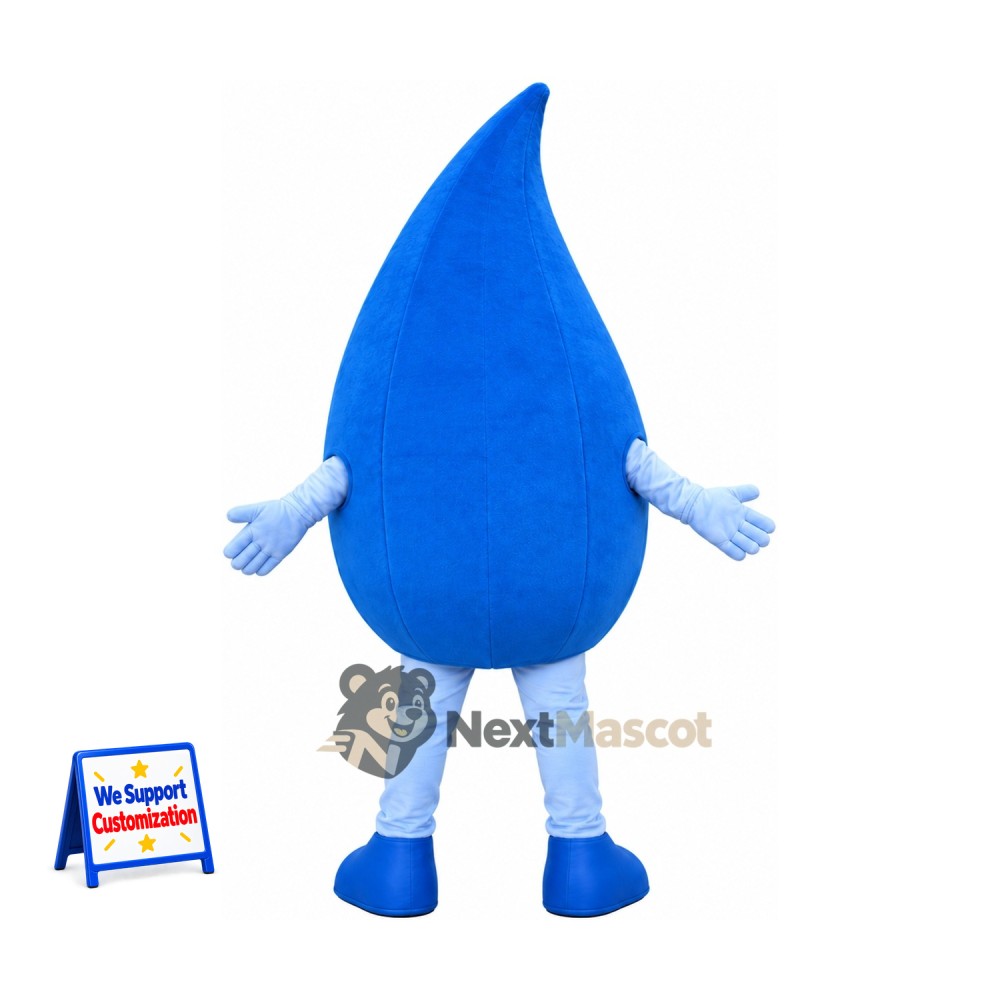 Water Drop Mascot Costume - Blue, White Gloves and Legs for Parades Water Drop Mascot Costume - Blue, White Gloves and Legs for Parades