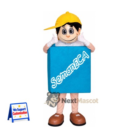 Book Mascot Costume - Blue, Boy Head Book Mascot Costume - Blue, Boy Head