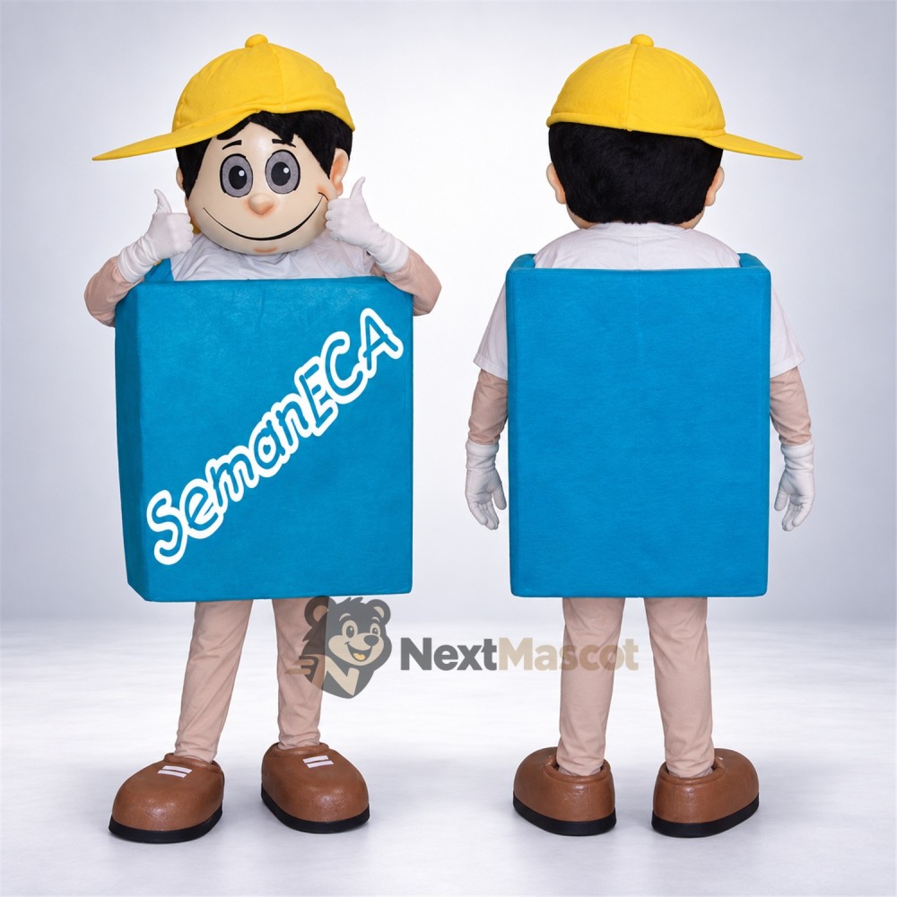 Book Mascot Costume - Blue, Boy Head Book Mascot Costume - Blue, Boy Head
