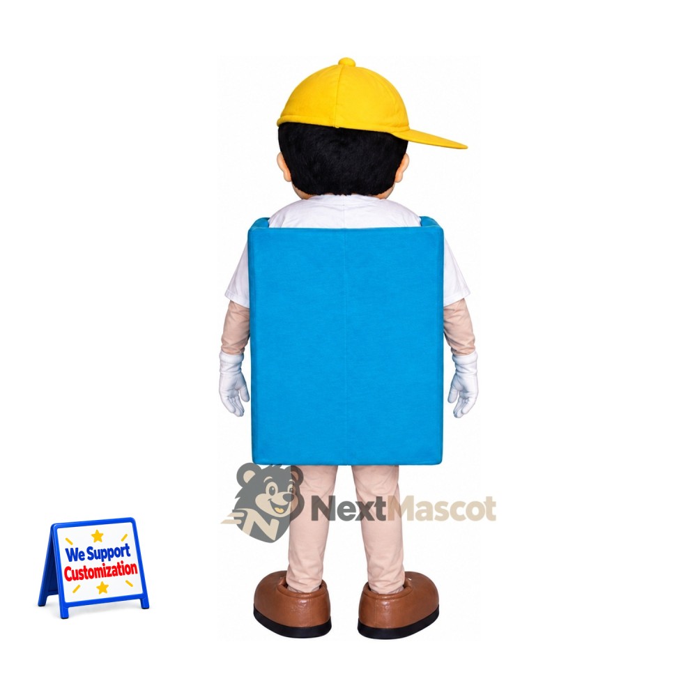 Book Mascot Costume - Blue, Boy Head Book Mascot Costume - Blue, Boy Head