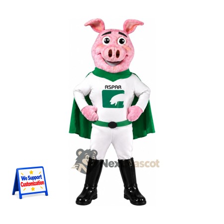 Pig Mascot Costume - Superhero Style