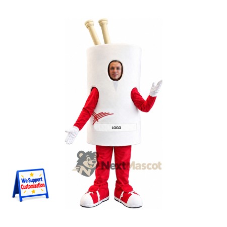 Noodle Cup Mascot Costume - White Noodle Cup Mascot Costume - White