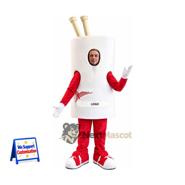 Noodle Cup Mascot Costume - White