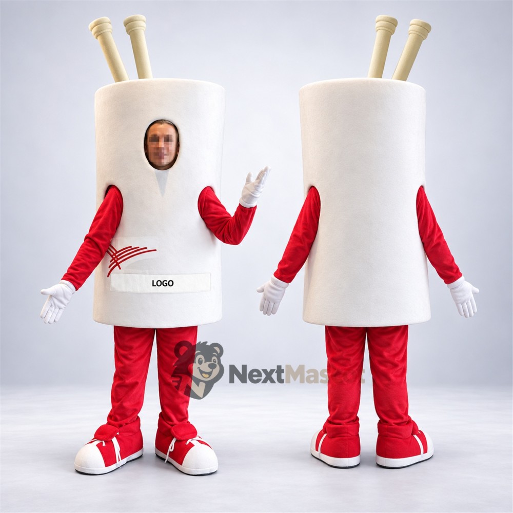 Noodle Cup Mascot Costume - White Noodle Cup Mascot Costume - White