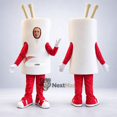 Noodle Cup Mascot Costume - White Noodle Cup Mascot Costume - White
