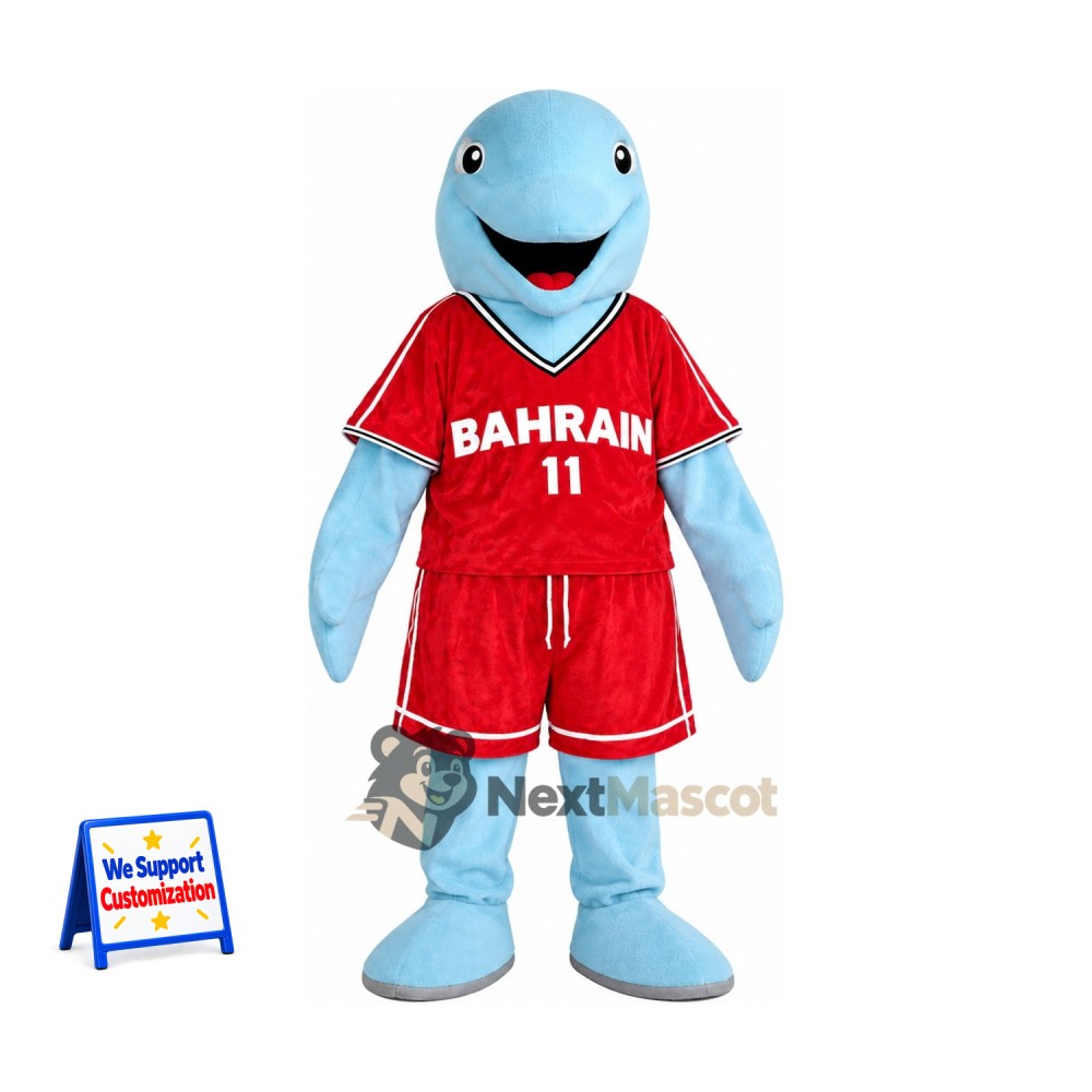 Dolphin Mascot Costume - Blue, Red Basketball Uniform Dolphin Mascot Costume - Blue, Red Basketball Uniform