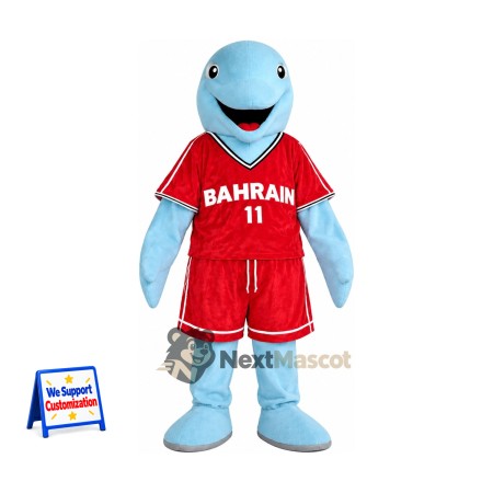 Dolphin Mascot Costume - Blue, Red Basketball Uniform Dolphin Mascot Costume - Blue, Red Basketball Uniform