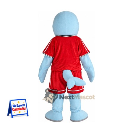 Dolphin Mascot Costume - Blue, Red Basketball Uniform Dolphin Mascot Costume - Blue, Red Basketball Uniform