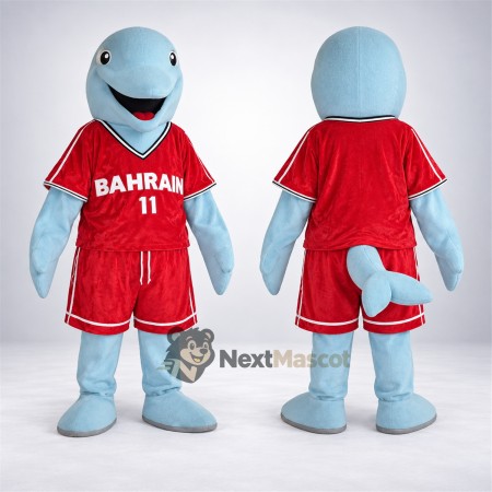 Dolphin Mascot Costume - Blue, Red Basketball Uniform Dolphin Mascot Costume - Blue, Red Basketball Uniform
