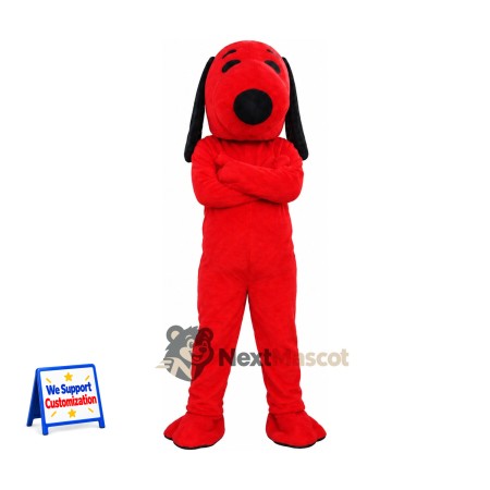 Dog Mascot Costume - Red, Black Ears Dog Mascot Costume - Red, Black Ears