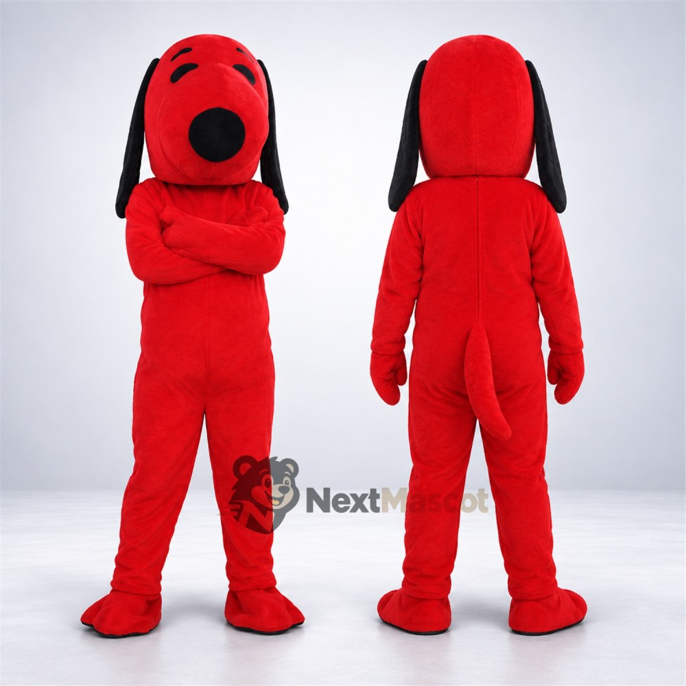 Dog Mascot Costume - Red, Black Ears Dog Mascot Costume - Red, Black Ears
