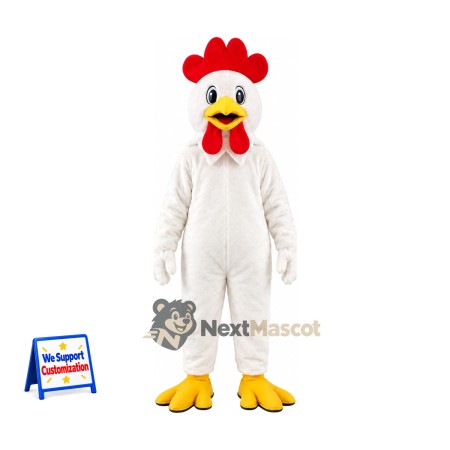 Chicken Mascot Costume - White, Red Comb Chicken Mascot Costume - White, Red Comb