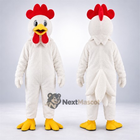 Chicken Mascot Costume - White, Red Comb Chicken Mascot Costume - White, Red Comb