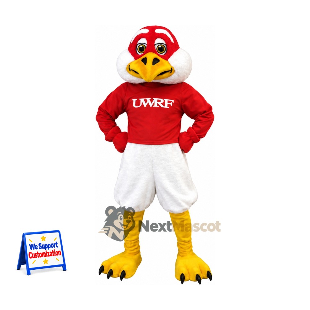 Falcon Mascot Costume - Red and White, Red Shirt Falcon Mascot Costume - Red and White, Red Shirt