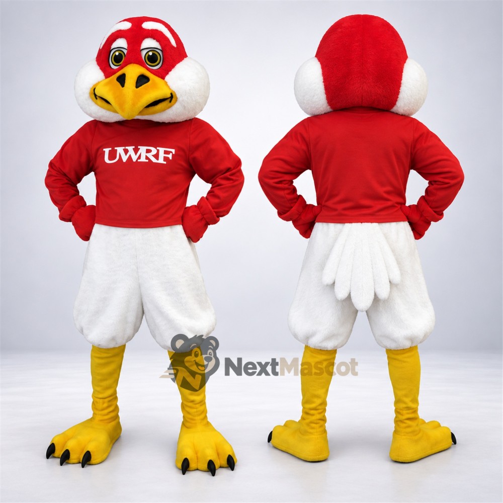 Falcon Mascot Costume - Red and White, Red Shirt Falcon Mascot Costume - Red and White, Red Shirt