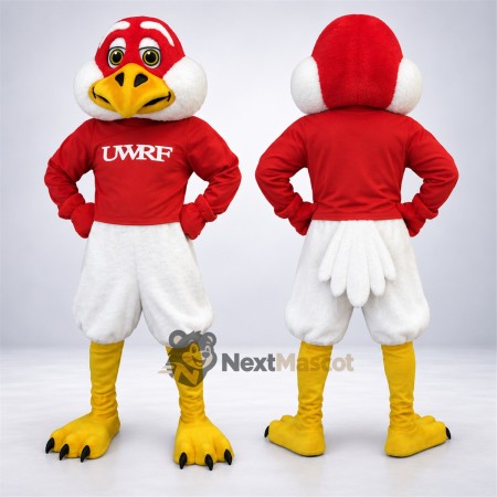 Falcon Mascot Costume - Red and White, Red Shirt Falcon Mascot Costume - Red and White, Red Shirt