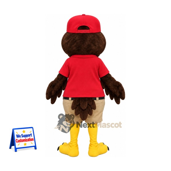 Owl Mascot Costume - Brown, Red Shirt and Cap Owl Mascot Costume - Brown, Red Shirt and Cap