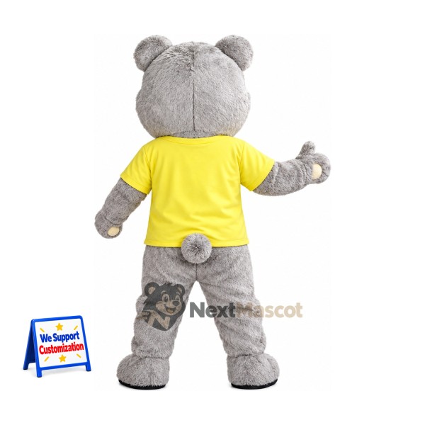 Bear Mascot Costume - Gray, Yellow Shirt Bear Mascot Costume - Gray, Yellow Shirt