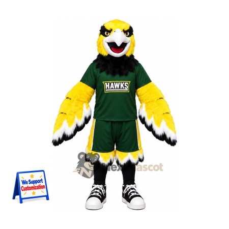 Hawk Mascot Costume - Yellow, Green Uniform